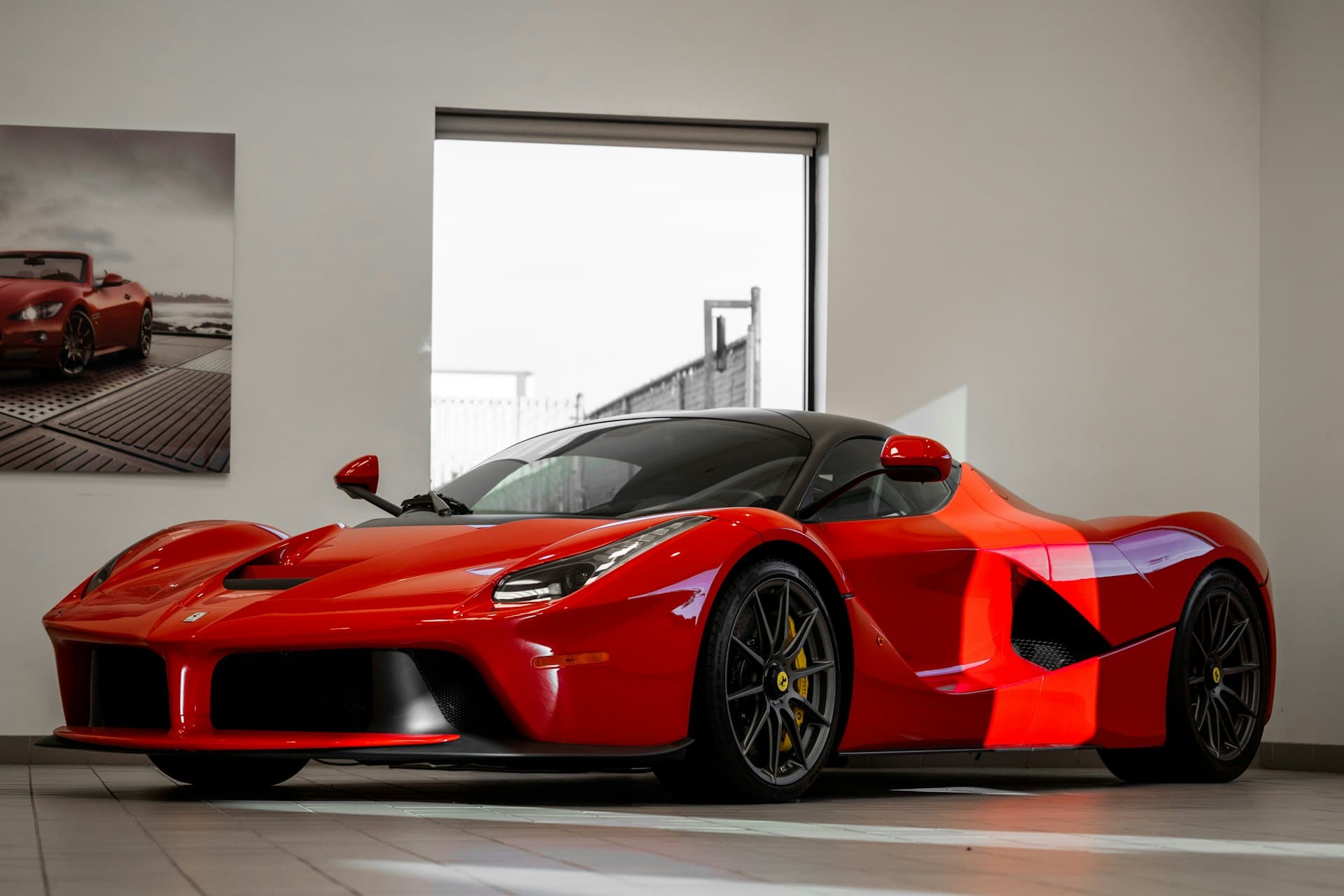 Cars in a modern dealership showroom
